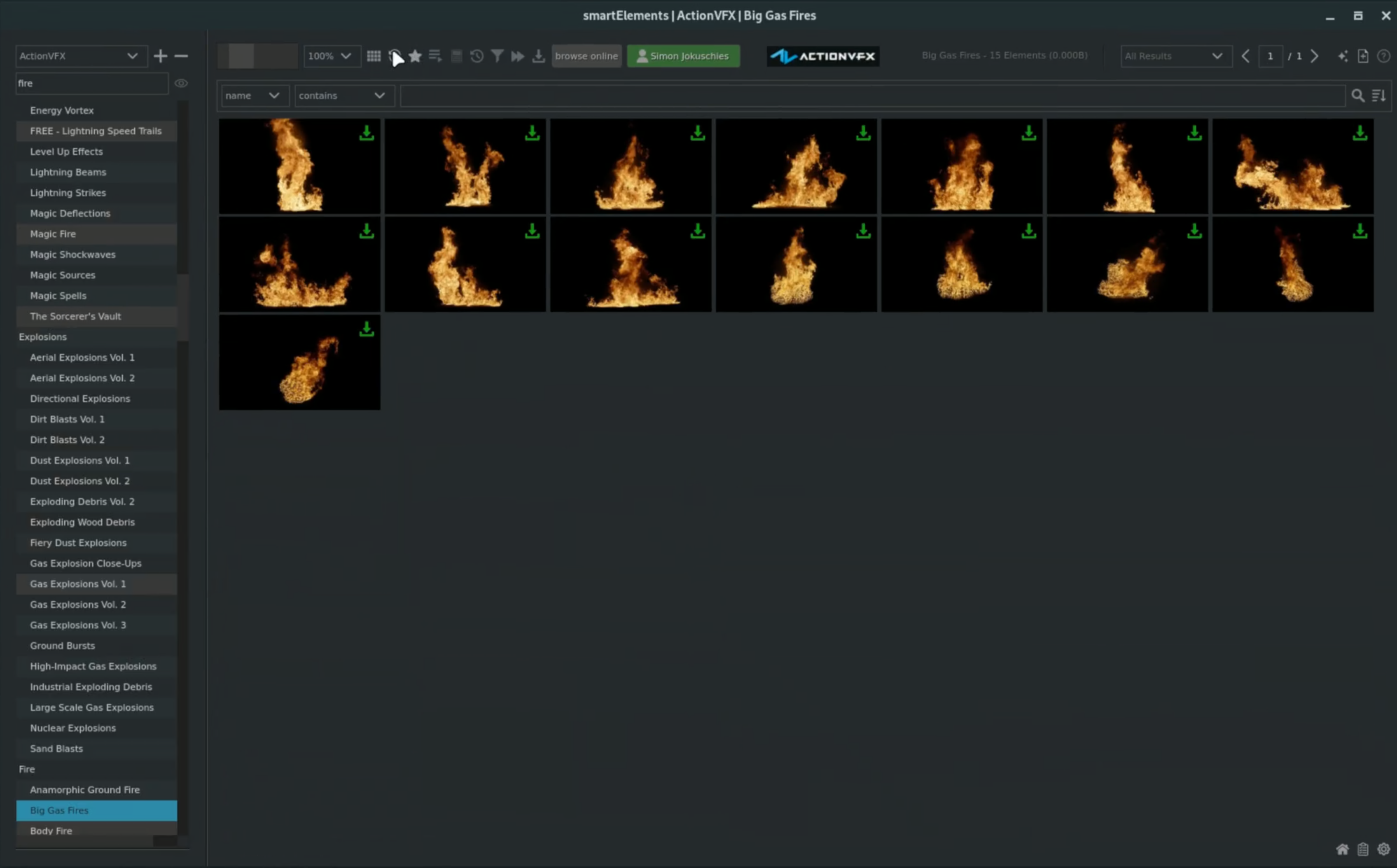 ActionVFX Bridge gallery inside smartElements